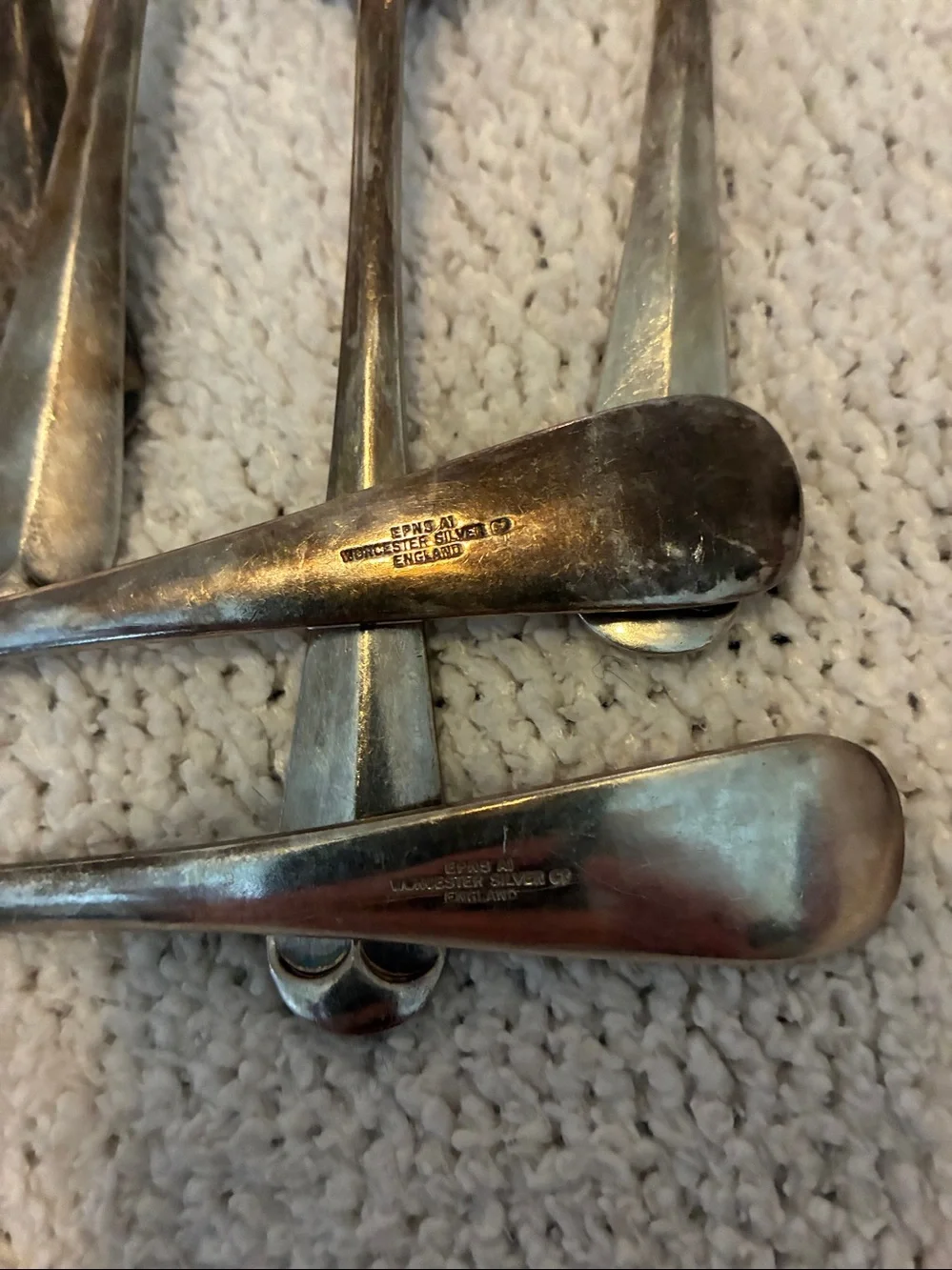 Vintage Worcester Silver Co. England. Silver-Plated Soup Spoons and Forks